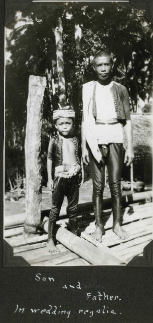 Moro father and son in wedding regalia. Picture
