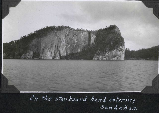 When entering Sandakan Harbor it would seem that it is best to keep this rock on the right hand. Picture