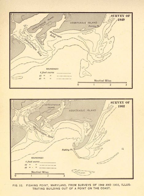 Coast Survey surveys of Chincoteague Island, Virginia illustrating building out of land areas between 1849 and 1902 Picture