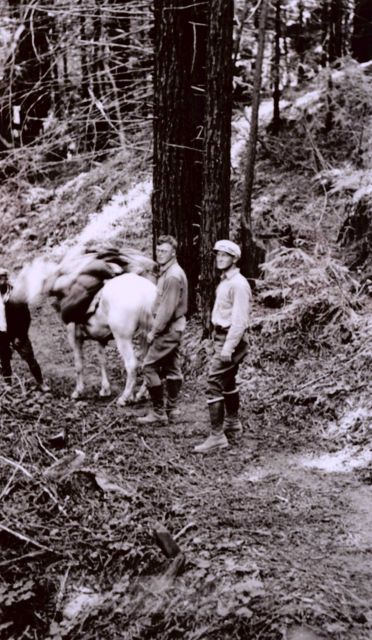 Lieutenants Charles Pierce and William Tucker on the way to Pico Blanco. Picture