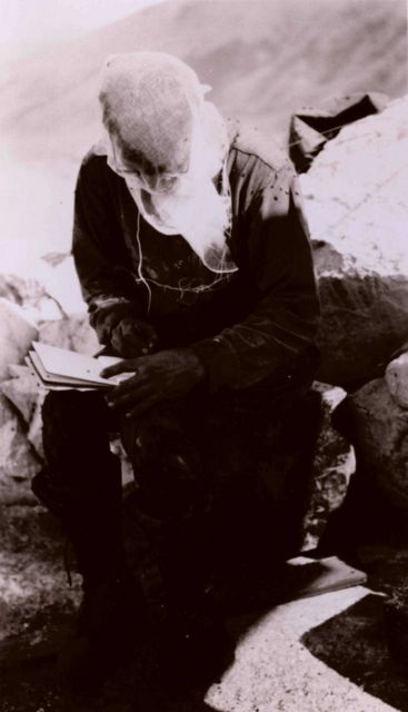 Lieutenant Charles Pierce recording on a guano covered rock off the Big Sur coastline Picture