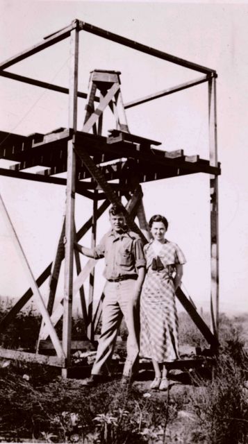 Lieutenant Charles and Marion Pierce at an observing platform in southern California shortly after they were married. Picture