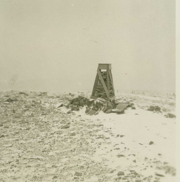 The observing stand after taking down the shelter tent at Station Bluff. Picture