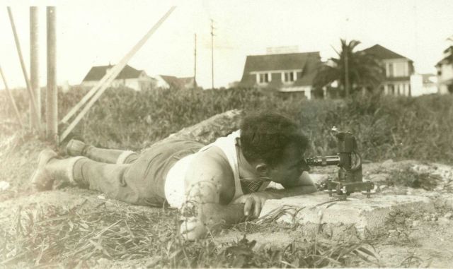 Collimating a 100-foot tower over the station mark Picture