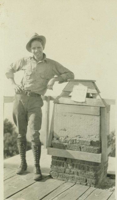 Floyd Risvold at station marker on top of Mount Diablo. Picture