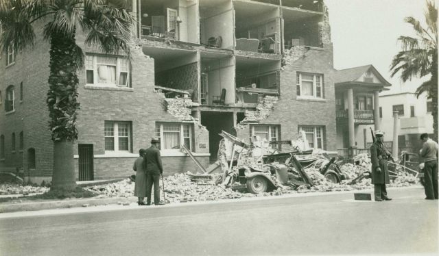 A scene in Long Beach the morning after the devastating 1933 earthquake. Picture