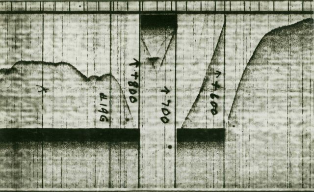 Canyon crossing showing v-shaped canyon in the Aleutian Islands. Picture