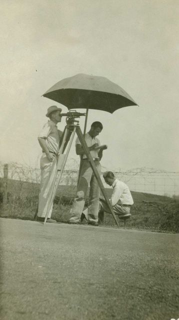 Second-order leveling observing unit working in Virginia in 1935. Picture