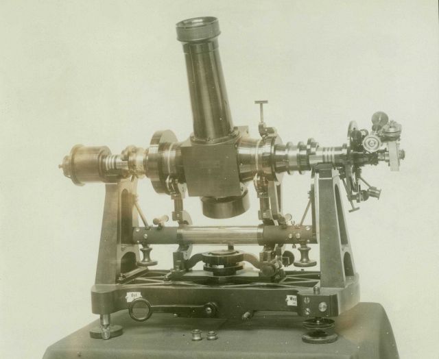 A Bamberg astronomic theodolite used to determine astronomic latitude and longitude as well as determine gravitational deflection from the vertical. Picture