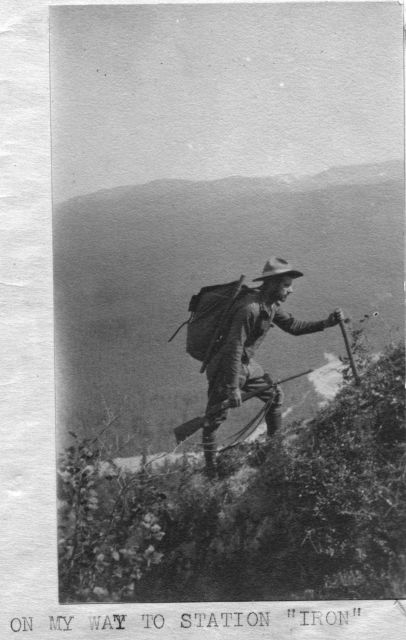 William King, lightkeeper, on his way to Station Iron. Picture