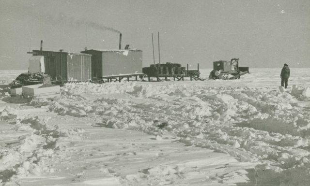 A tractor train on the North Slope of Alaska. Picture