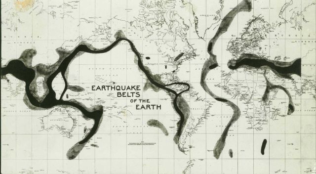 Earthquake belts of the Earth, a map produced by Commander Nicholas Heck, C&GS, about 1935 Picture