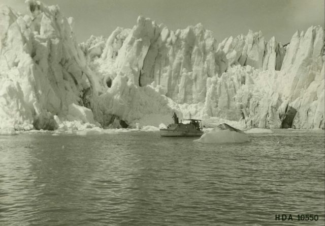 Launch from the USC&GSS WESTDAHL taking soundings at Taku Glacier. Picture