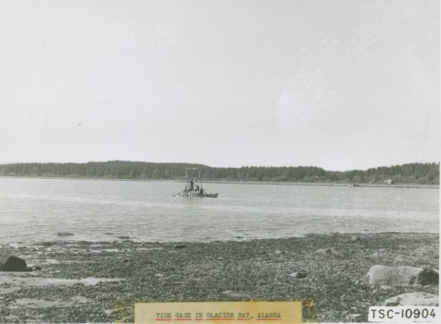 Checking a tide gauge. Picture