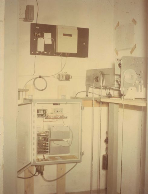 Interior of water level gauge station house. Picture