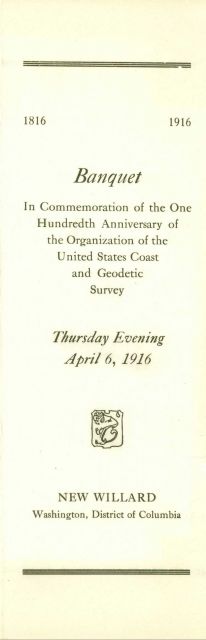 Banquet menu and program commemorating 100 years of the Coast and Geodetic Survey Picture