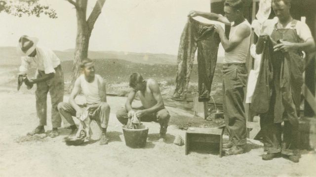 Wash day for a C&GS leveling crew somewhere in the American southwest. Picture