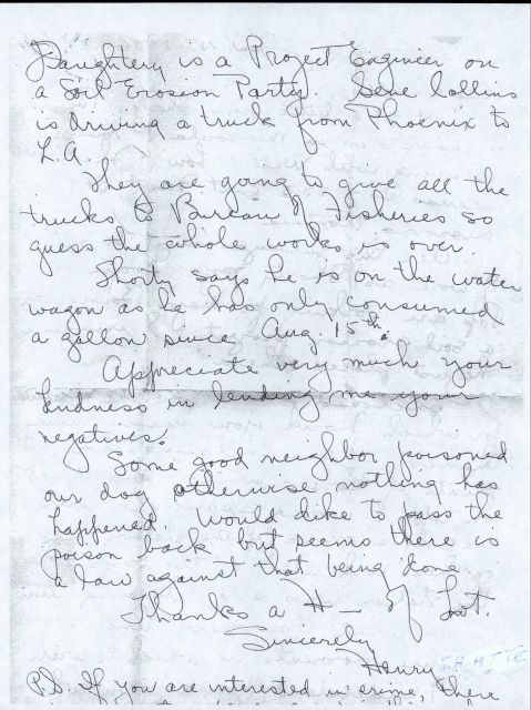 Letter from Henry ___ to Floyd Risvold discussing end of large-scale C&GS work during the depression years Picture