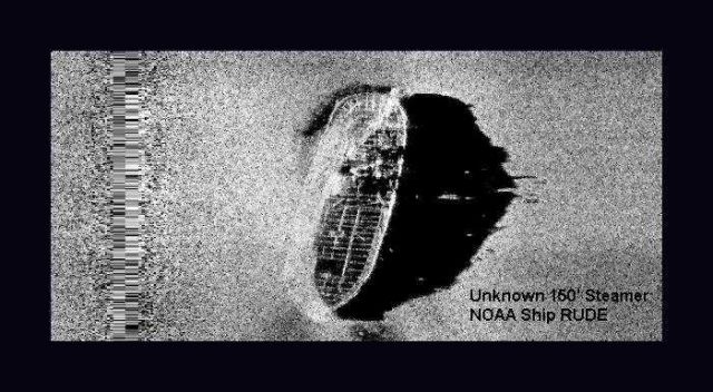 Side scan sonar image of unknown steamer surveyed by NOAA Ship RUDE Picture