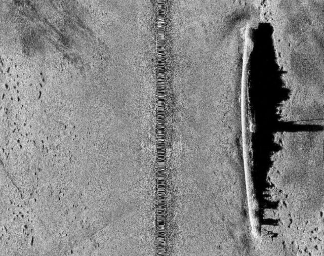 Side Scan sonar image of ship wreck of S-5 submarine which foundered in 1920 Picture