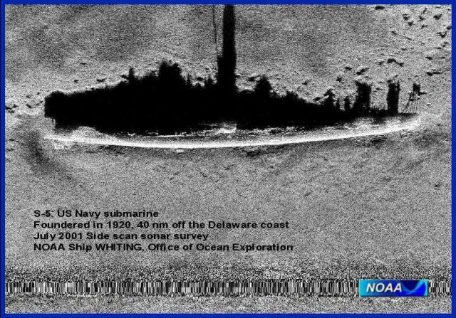Side Scan sonar image of ship wreck of S-5 submarine which foundered in 1920 Picture