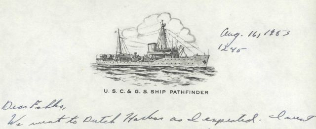 Ship image as found on stationary from the Coast and Geodetic Survey Ship PATHFINDER. Picture
