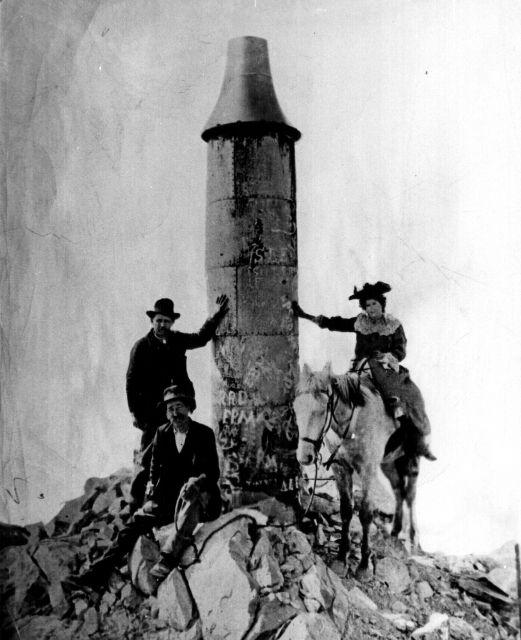 A post card showing proof that a hardy group of tourists had made it to the top of this 14,000 foot plus peak Picture