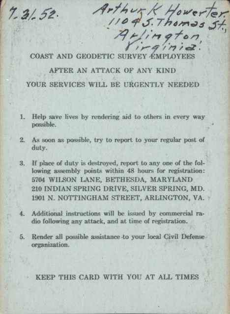 Cold War era instructions telling employees where to assemble in the event the main work place was destroyed in an attack. Picture