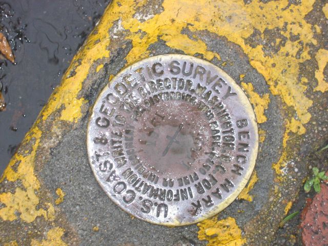 Tidal bench mark at Edgartown. Picture