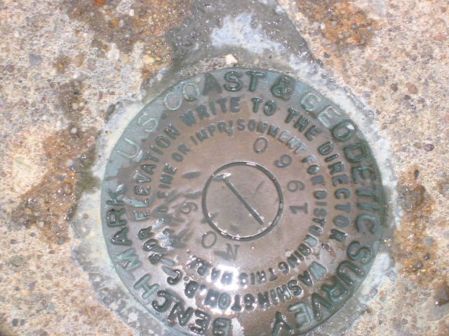 Tidal bench mark at Edgartown. Picture
