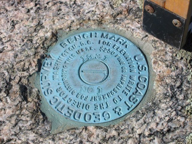 Tidal bench mark at Quicks Hole. Picture