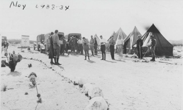 Survey party encampment in the western desert. Picture