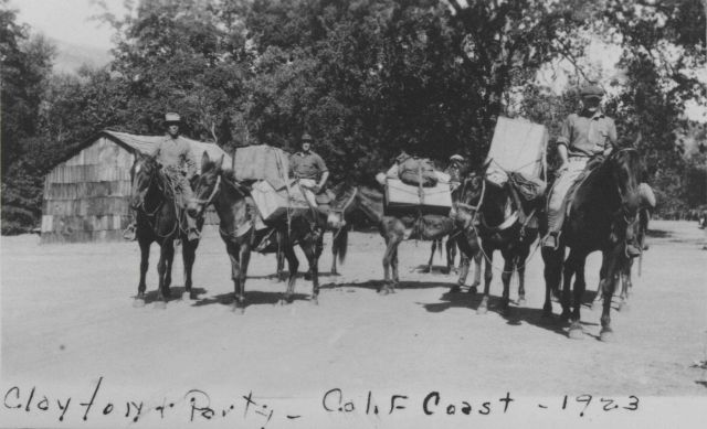 Clayton and party horse packing on the California coast. Picture