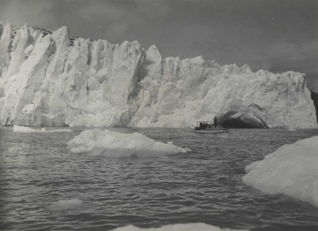 Hydrographic survey launch conducting sounding operations in front of Taku Glacier Picture