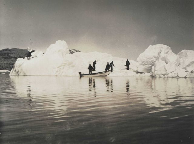 WESTDAHL crew members on iceberg in Muir Inlet. Picture