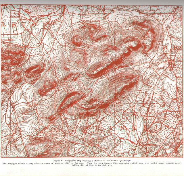 Anaglyphic map showing portion of Carlisle Quadrangle Picture