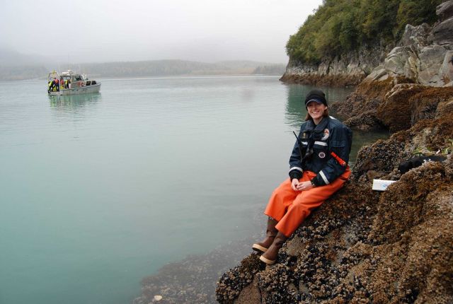 Ensign Patricia Raymond at Blue Mouse Cove tide gage installation Picture