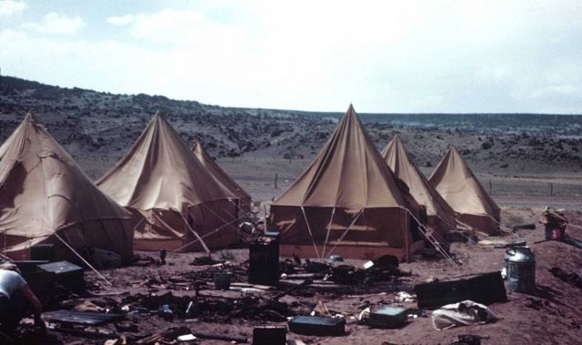 A tent fire at a base camp Picture