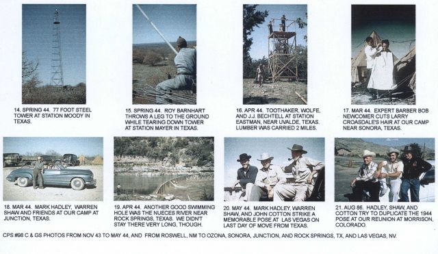 Photos from other members of CPS-98 detailing the work of a geodetic triangulation party. Picture