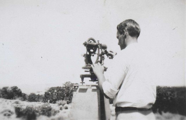 Bob Green observing with Parkhurst 9-inch theodolite. Picture