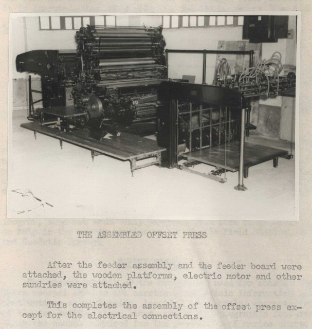 Installation of Harris-Offset Press.The assembled offset press Picture