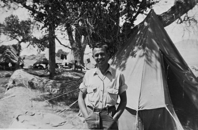 Bob Lovett outside his tent. Picture