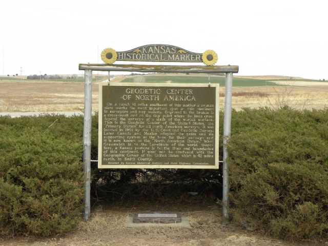Kansas Historical Marker commemorating Meades Ranch, Kansas, as the primary geodetic station of the North American continent in the establishment of t Picture