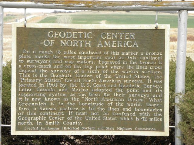 Kansas Historical Marker commemorating Meades Ranch, Kansas, as the primary geodetic station of the North American continent in the establishment of t Picture