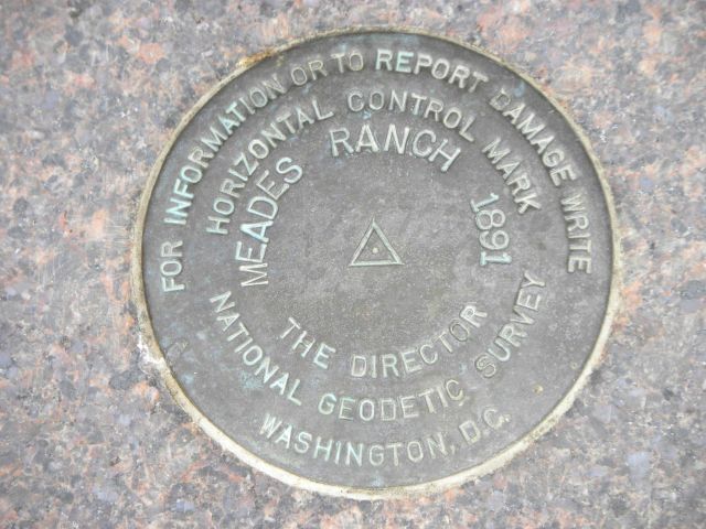 Replica of Meades Ranch 1891 triangulation mark placed by the Osborne, Kansas, Chamber of Commerce Picture