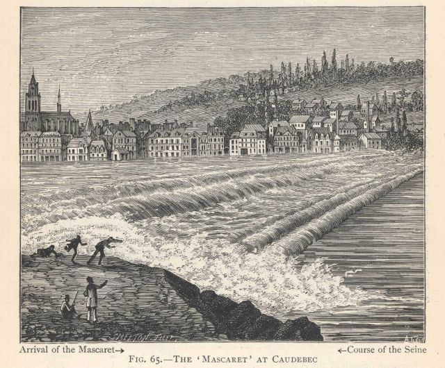 Woodcut of tidal bore on the Seine River at Caudebec Picture