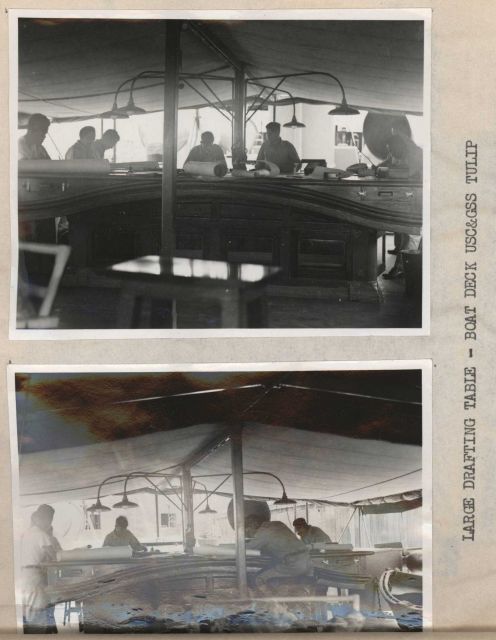 The large drafting table on the boat deck of the USC&GS ship TULIP. Picture