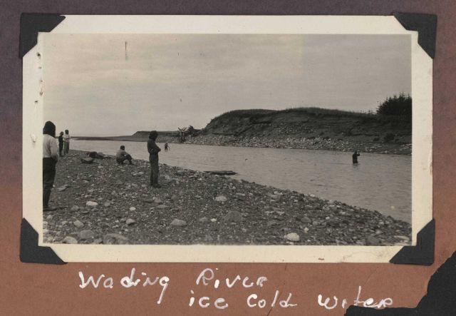 Giving up on rafts and ferries and wading ice cold stream. Picture