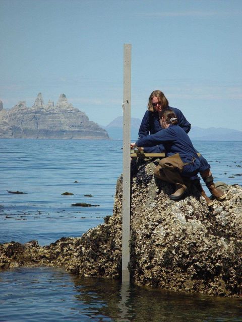 Installing a tide gage near Castle Cape. Picture