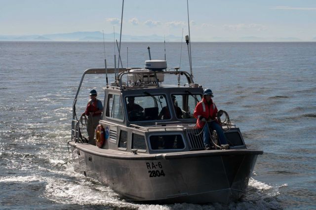 RAINIER launch RA-6 approaching ship. Picture